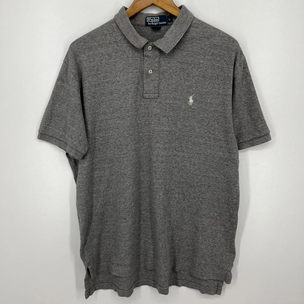 Polo Ralph Lauren Polo Shirt Men's Size L Gray Short Sleeve Pony Logo Cotton‎
